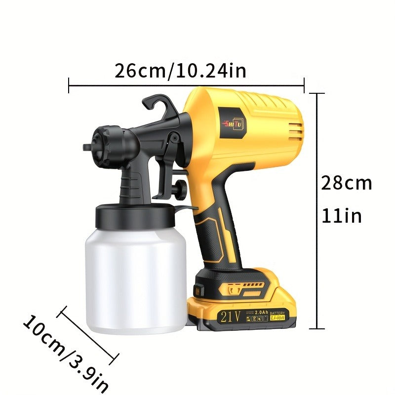 Lithium Ion Spray Paint Gun Combination, Equipped with Multiple Components for Easy Cleaning, Suitable for DIY Home, Furniture, Cabinets, Fences, Walls, Doors, and Car Repairs. It Is the Perfect Gift for Fathers or Husbands, Without Charger, Optional