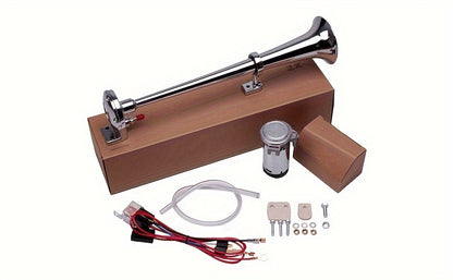 ALLREY 12V Air Horn Kit Super Loud 18" Single Trumpet Truck & Train Horn with Compressor, Chrome Zinc Alloy, Easy Install for Cars, Trucks, SUVs & Boats Canada