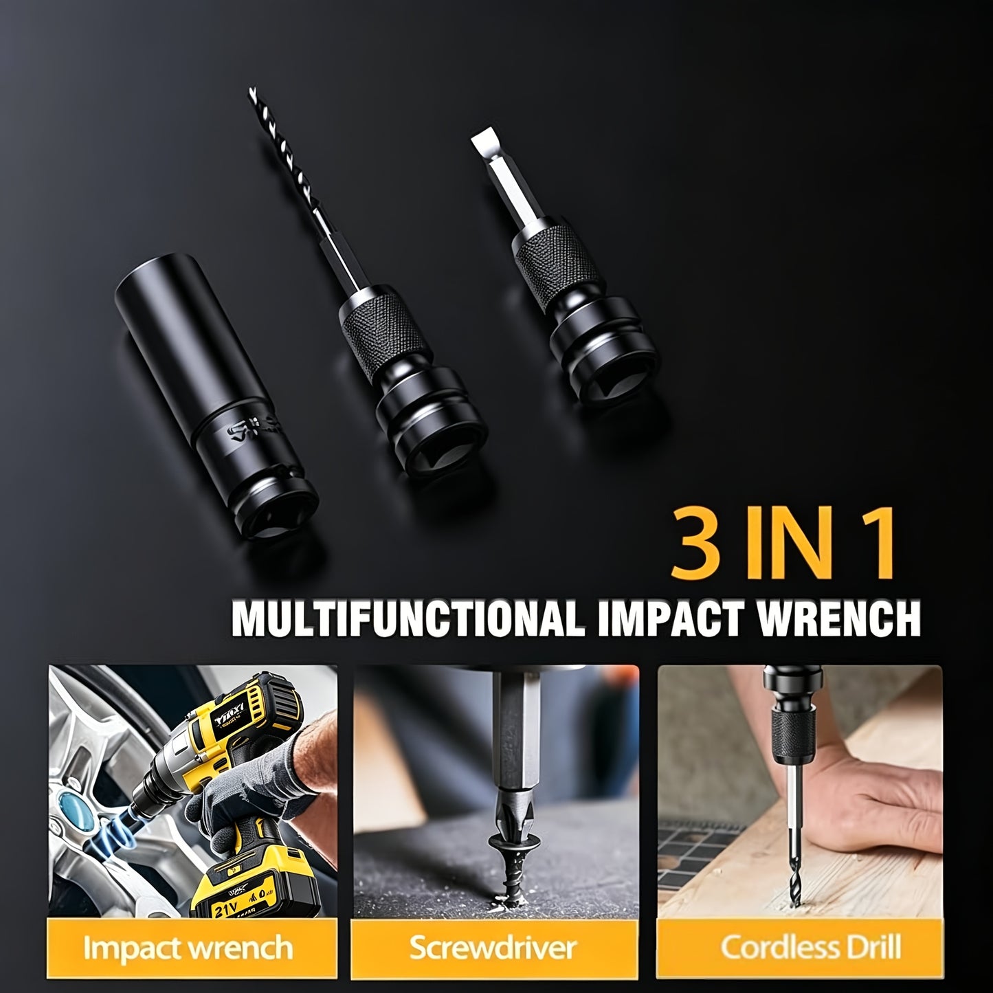 21V Cordless Electric Impact Wrench Full Kit – Lithium Battery, Charger, Toolbox & Sockets Included, High Torque Wireless Wrench for Car Repair, Home & Family Use, Gift for Men & Mechanics