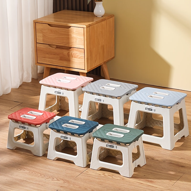 Portable Folding Stool - Heavy-Duty Compact Lightweight Stool with Non-Slip & Carry Handle, Square Plastic Stool Suitable for Camping, Hiking, BBQ, /Outdoor Use - Outdoor Stool for &