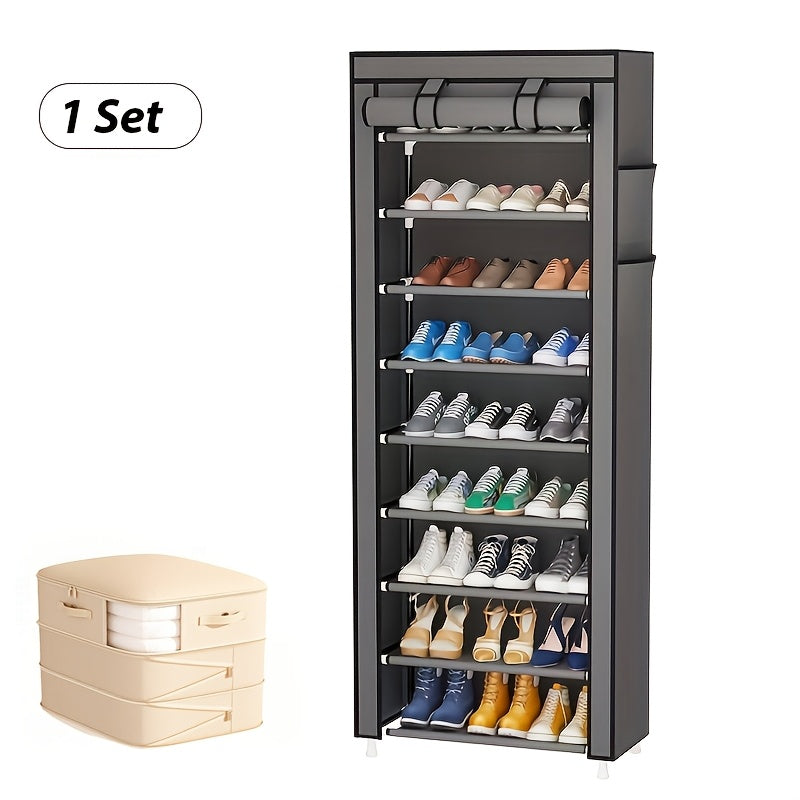 3/9 Tier Shoe Rack Organizer, Portable Shoe Shelf with Nonwoven Fabric Cover for Closet Hallway, Bedroom, Entryway