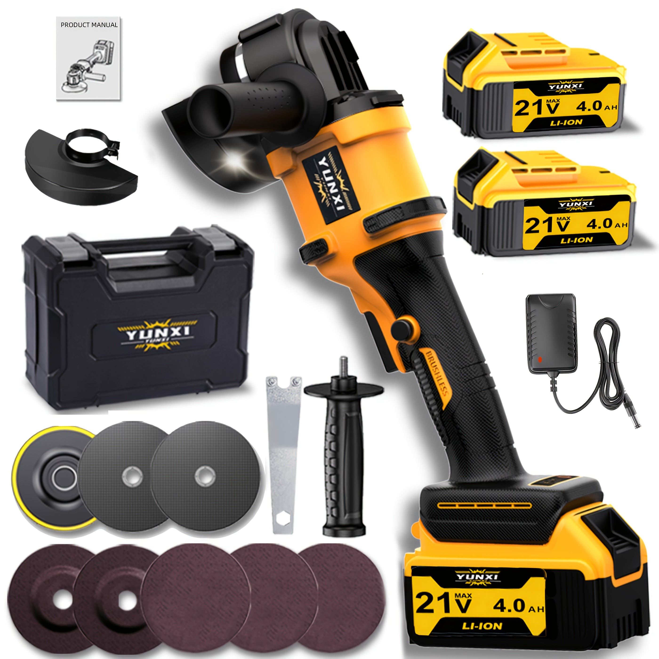 Cordless Angle Grinder Set 21V Rechargeable Lithium Ion with Fast Charger – 1 or 2 Battery Options, Multiple Accessory Kits for Grinding & Polishing, Home Workshop Tool, Gift for Men & Women Canada
