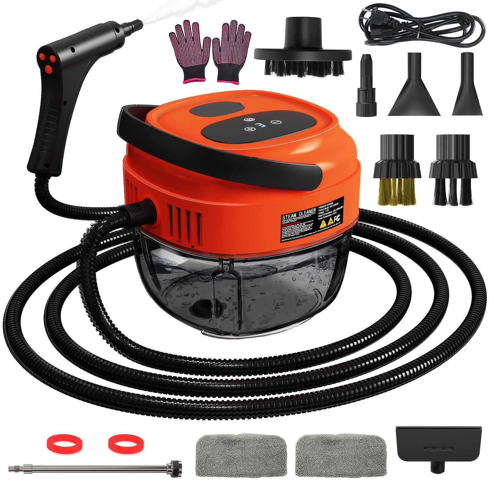 [57.48 oz Extra Large Capacity] Handheld Steam Cleaner for Home, 2500W High Temperature Pressurized Machine, 57.48oz Water Tank, Handle-Controlled Steam Output, Portable Cleaning Steamer for Car, Bed Bugs, Furniture, Grout