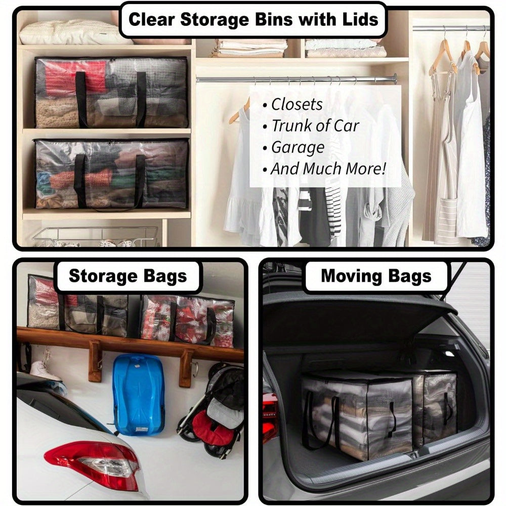 Large Moving Bags & Storage Totes with Backpack Straps Zippers & Handles – Heavy Duty 600D Packing Bags for Relocation College Dorms Seasonal Storage | 2/4/6 Pack