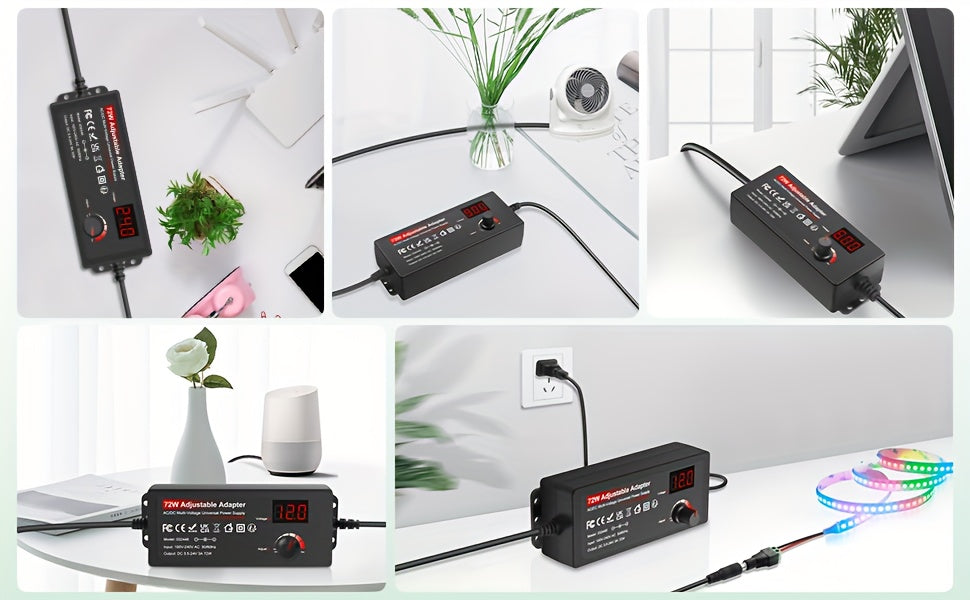 Adjustable DC Power Supply Adapter 72W 3-24V with LCD Display – AC 100-240V to DC Knob-Adjustable Power Adapter, 14 Connector Tips, Polarity Converter, for LED Strips, Routers, Smart Devices Canada