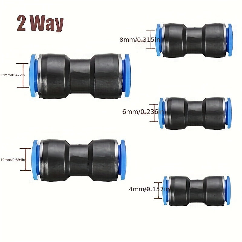 Pneumatic Quick Connector Fittings Push-In Joints for Air Tubing, PU4/6/8/10/12 Air Hose Connectors, Pneumatic Tube Fittings for Compressor & Air Lines