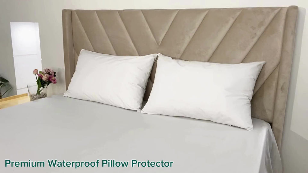 Pack of 4 Waterproof Zippered Pillow Protector, Soft and Nioseless Pillow Protector with Zipper - Waterproof and Machine Washable - Breathable Pillowcases - Protects Pillows from Dirt, Dust and Debris - Zippered Pillow Encasement, Available in Queen, Stan