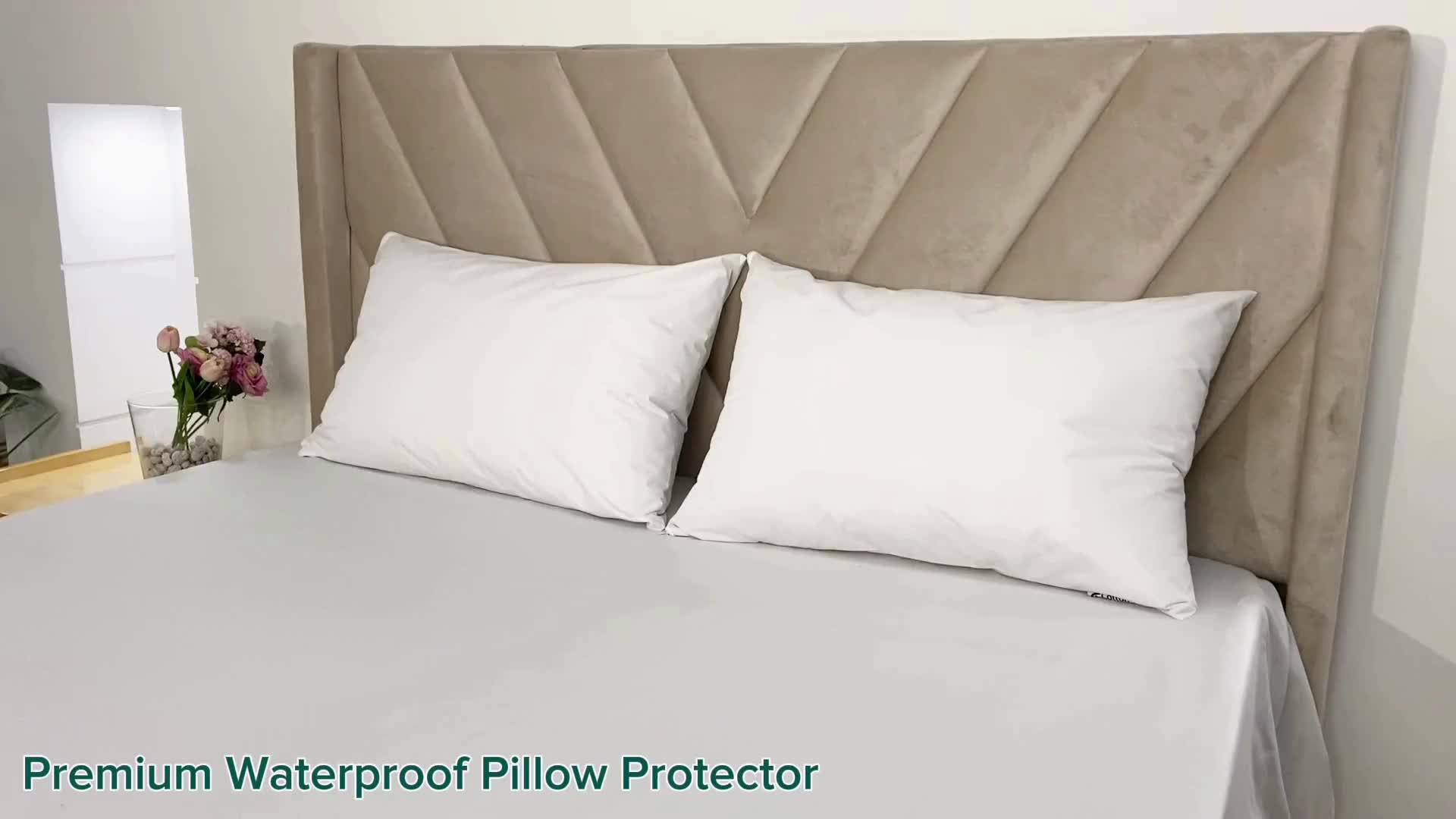 Pack of 4 Waterproof Zippered Pillow Protector, Soft and Nioseless Pillow Protector with Zipper - Waterproof and Machine Washable - Breathable Pillowcases - Protects Pillows from Dirt, Dust and Debris - Zippered Pillow Encasement, Available in Queen, Stan