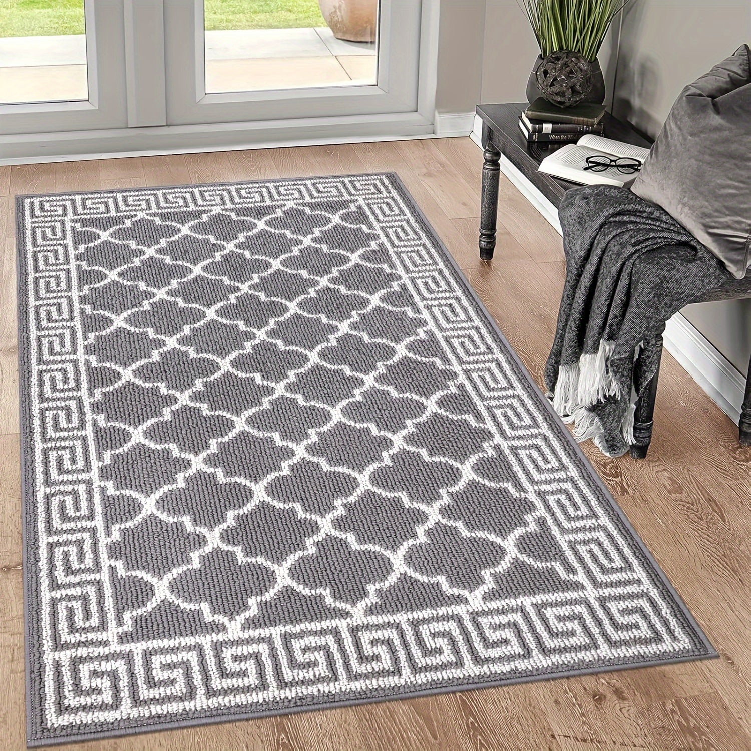 Absorbent Non-Slip Indoor Doormat – Washable Dirt-Resistant Welcome Mat, Low-Profile Design for Entryway, Kitchen & Laundry Room – Black Floor Mat for Home