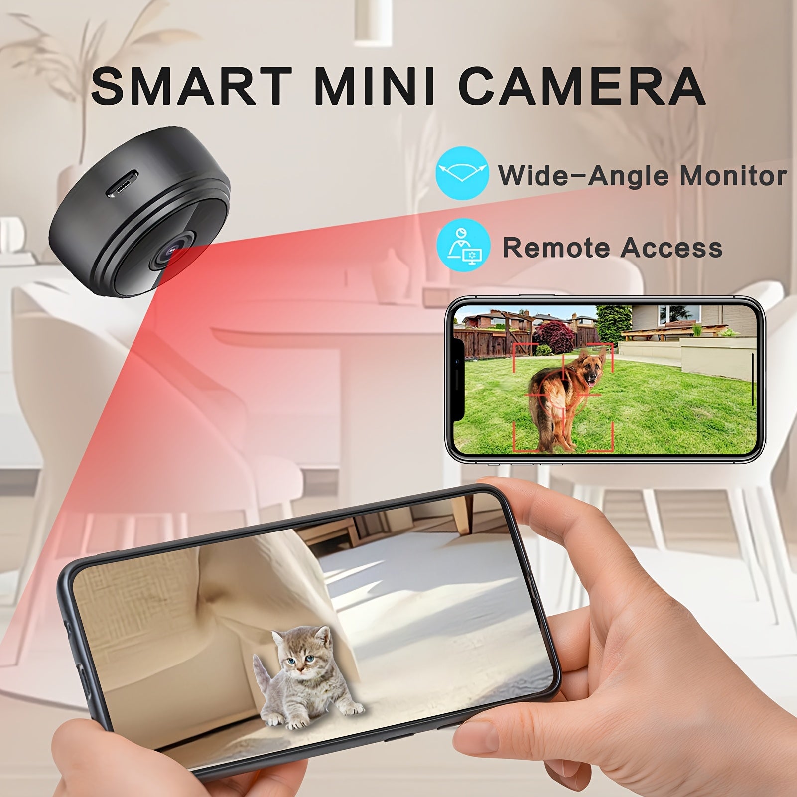1/2/3/4/5/6pcs Wireless Remote Control Monitoring Camera, 1080P High-Definition, 2.4G Wifi, Wide-Angle Monitoring, Remote Observation, with Battery (180MA), Used for Home Security Wifi Monitoring Camera