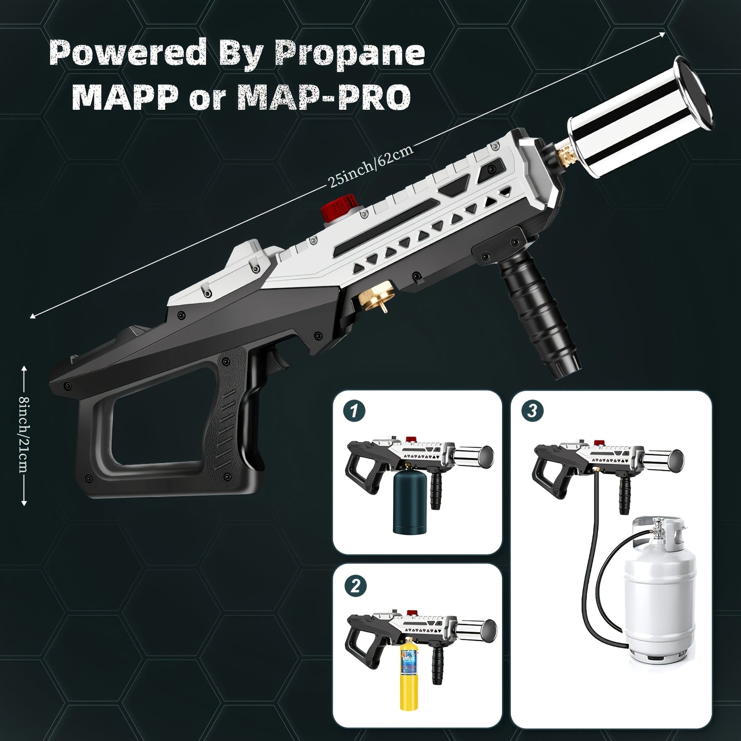 Propane Torch Gun with Adjustable Flame & Piezo Ignition, 24-Inch Heavy-Duty Flamethrower for Weed Burning, BBQ, Camping & Creme Brulee, Professional Grade Torch (Tank Not Included)