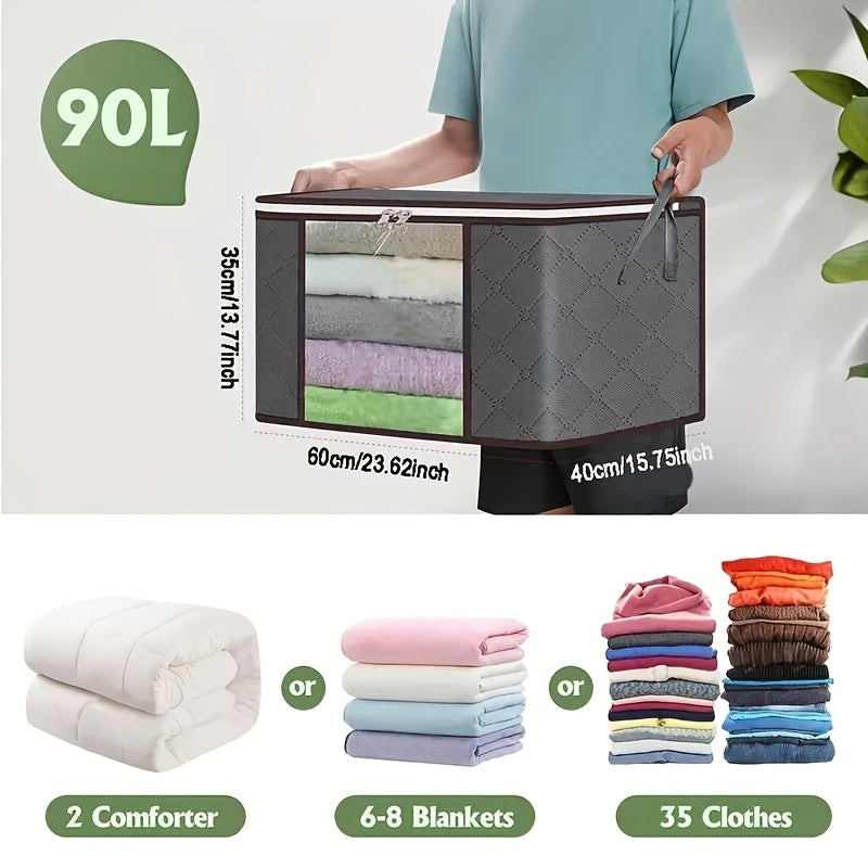2/4/6pcs Extra Large Storage Bags, Durable Folding Clothes Organizer for Bedding, Blankets, Pillows, And, Thick Polypropylene Fabric, with Zipper And Lid, Reinforced Handles, for No Electricity Needed, Other (Accessory Organizers)