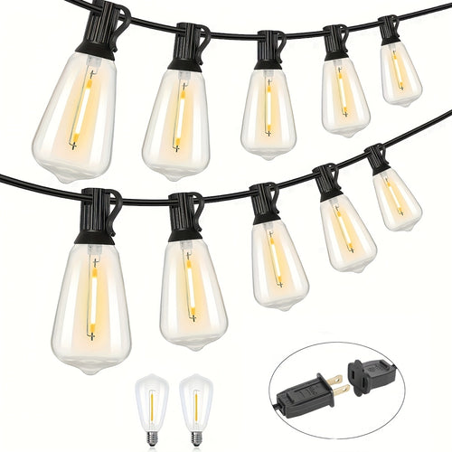 Outdoor LED String Lights 50/100/150FT with ST38 Bulbs – Waterproof Connectable Hanging Lights for Patio Garden Backyard Porch Balcony Party Christmas Halloween Bistro Decoration