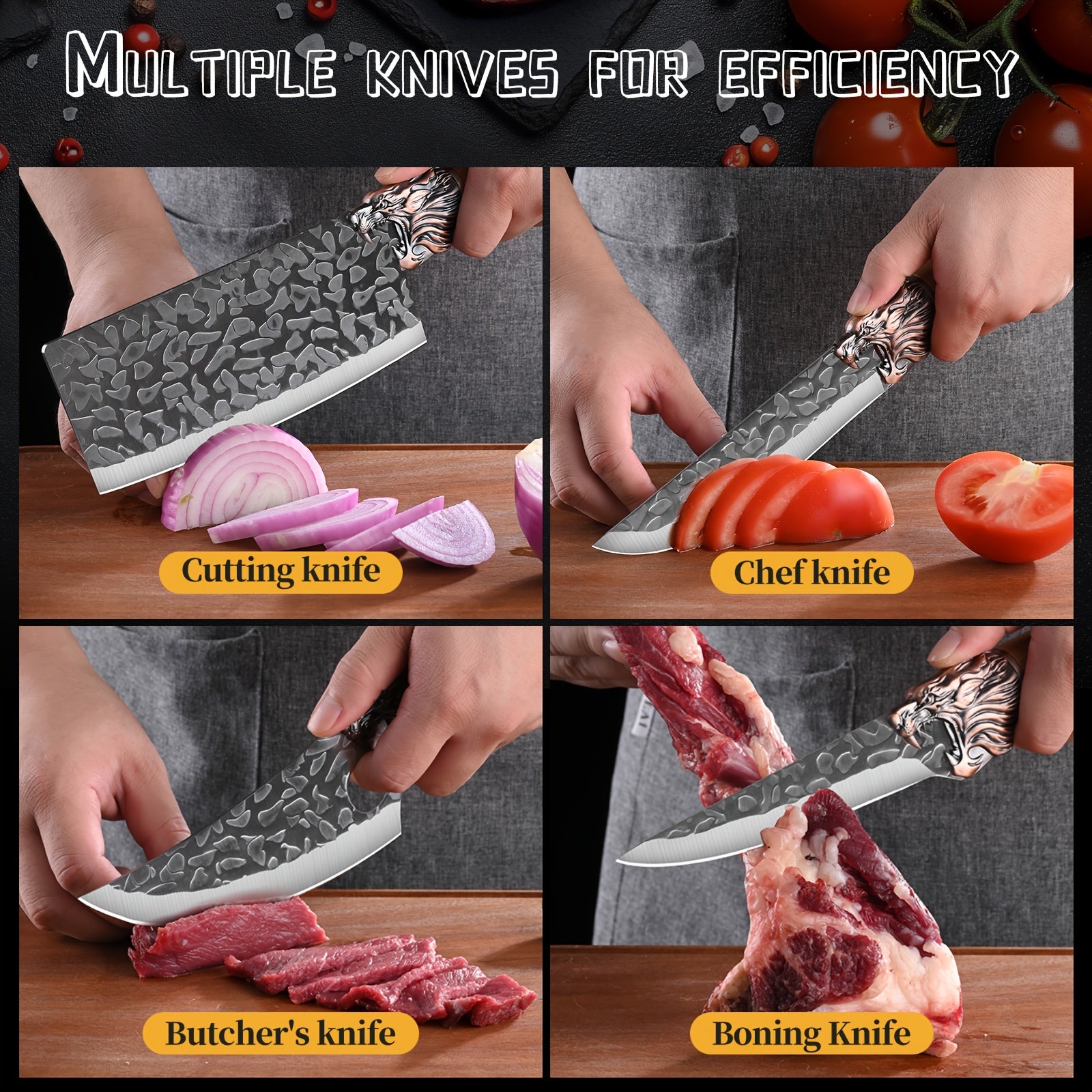 Professional Kitchen Chef Knife Set, Including Sharp Kitchen Knives, Chef Knives, Forged Knives, Bone Knives, Fish Knives, Butcher Knives, Kitchen Scissors, Ultra Sharp Bone Scissors, Kitchen Scissors for Cooking Restaurants