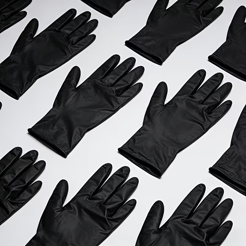 100pcs Black Pure Nitrile Disposable Gloves | Durable, Latex-Free, Extra-Thick Design—Ideal for Kitchens, Tattooing, Beauty Salons, and Bathroom Cleaning—Extra Large, Large, Medium, Small