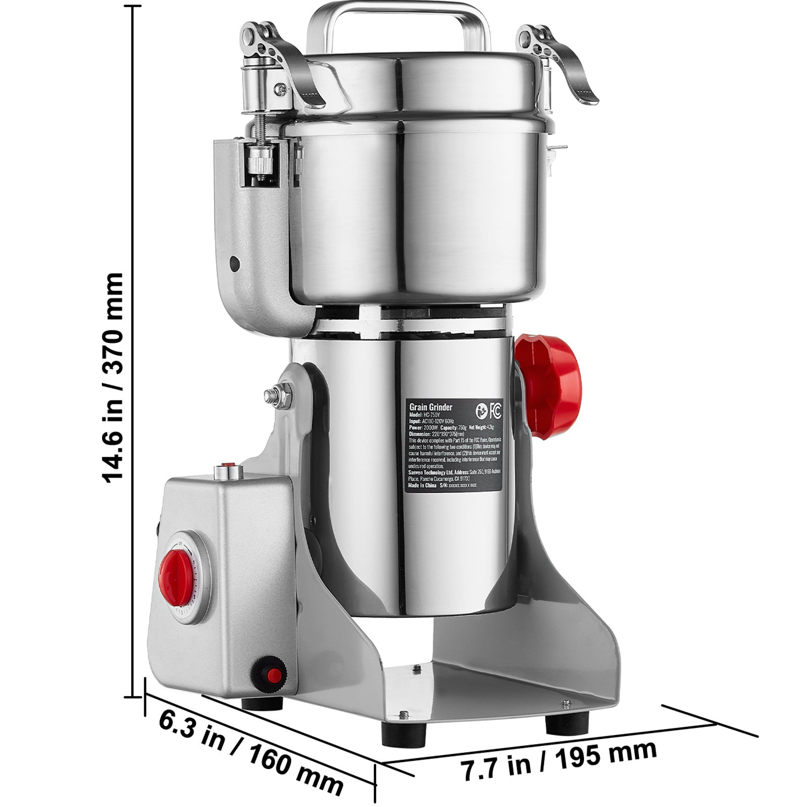 VEVOR 300/750/1000g Commercial Spice Grinder Electric Grain Mill Grinder High Speed Swing type/upright type