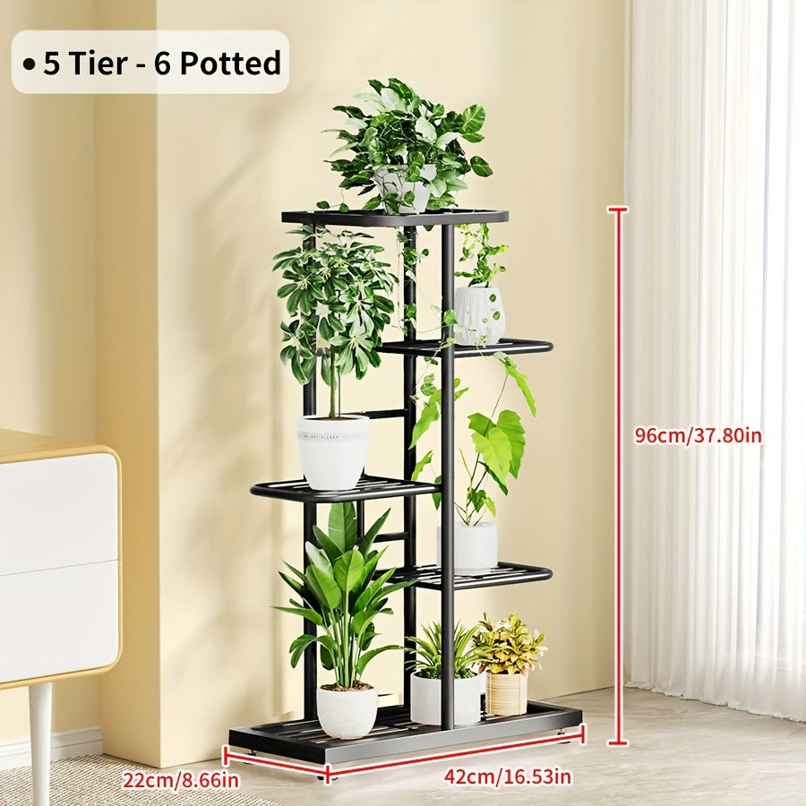 Multi-Tier Iron Plant Stand with Flower Shelf – 4, 5 & 6 Layer Indoor Outdoor Planter Rack for Potted Plants, Balcony, Patio, Living Room & Garden Display
