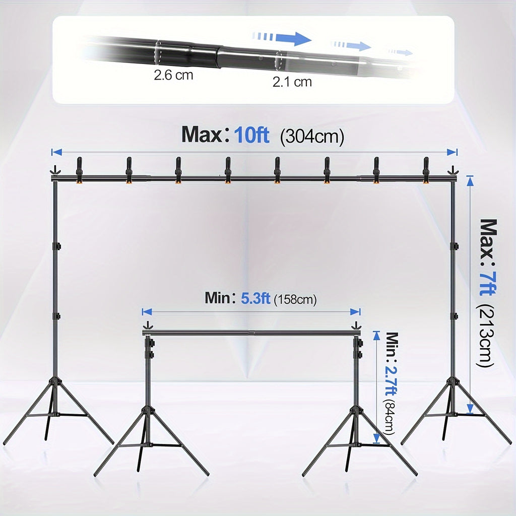 Backdrop Stand 10x7ft (WxH) Photo Studio Adjustable Background Stand Support Kit