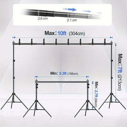 Professional Backdrop Stand Kit with 3 Size Options – 7x10ft, 7.8x10ft & 8.5x10ft Adjustable Photography Background Support System, Portable Studio Stand for Photo Shoots, Streaming, Events & Video Production Canada