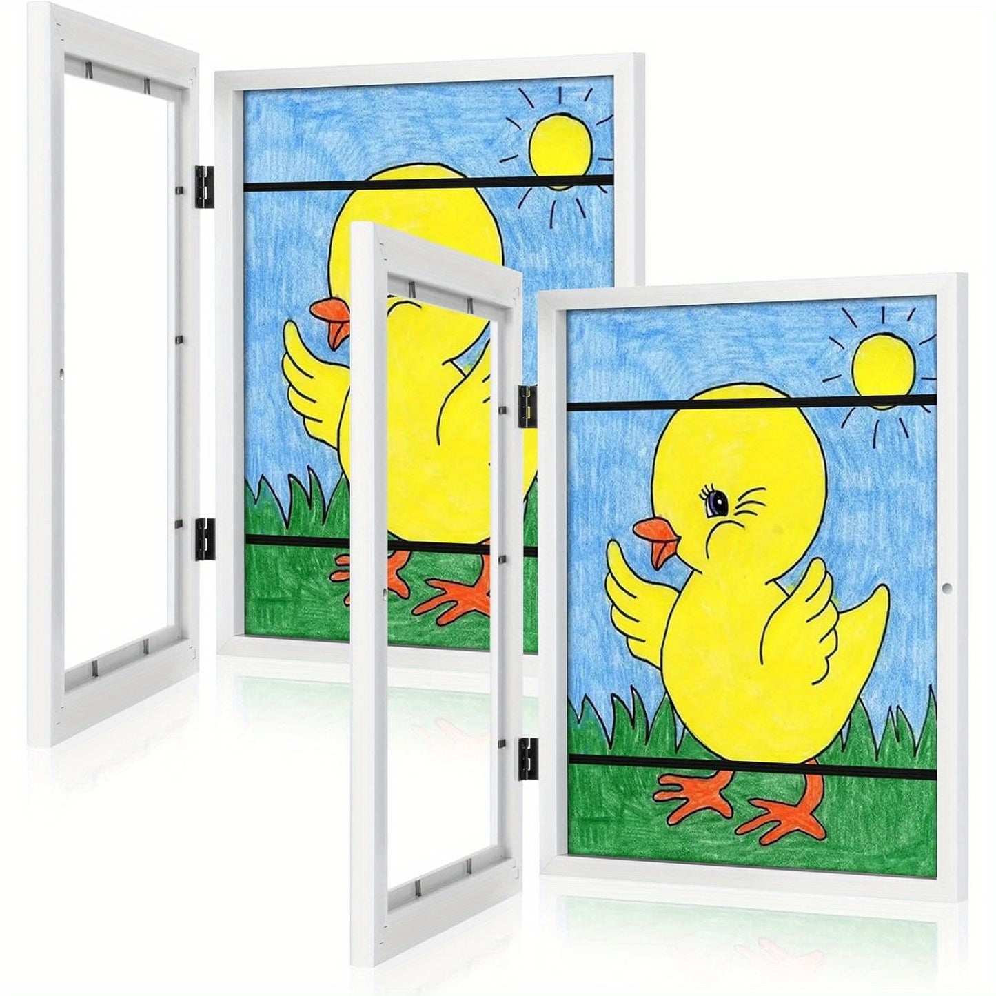 Kids Art Frames 8.5x11 Front Opening Changeable White – Artwork Display Storage Frame for Wall Holds 130pcs, 3D Pictures Crafts Portfolio, 4-Pack (Christmas Gift)