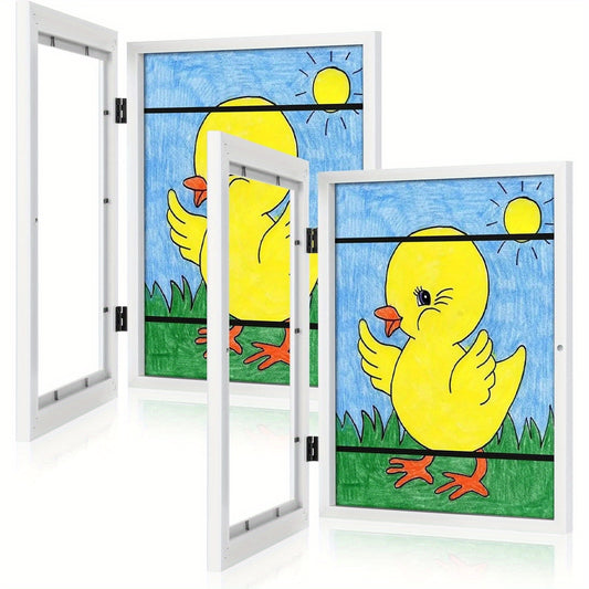 [4-Pack] Kids Art Frames, 8.5x11 Front Opening Kids Artwork Frames Changeable, White Artwork Display Storage Frame for Wall, Holds 130pcs, for 3D Picture, Crafts, Hanging Art, Portfolio; Kids Christmas Gifts, Stocking Stuffers