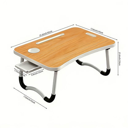 Foldable Laptop Bed Desk Tray with Cup Holder & Drawer, Large Portable Lap Desk Table Stand for Bed Sofa Couch Floor, for Laptop Study Reading Writing Eating – Adjustable Bed Tray for Adults Kids