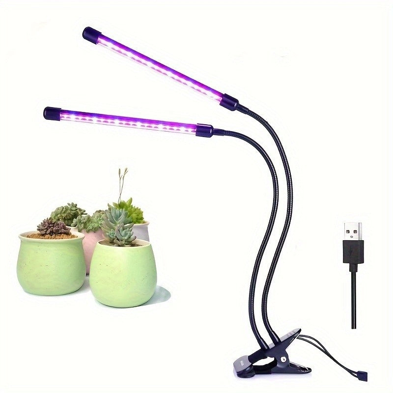 LED Grow Light Full Spectrum Clip-On Plant Lamp – 360° Gooseneck USB Powered Red Blue Light for Indoor Plants, Seedlings, Flowers & Greenhouse, 1/2/3/4 Head Options