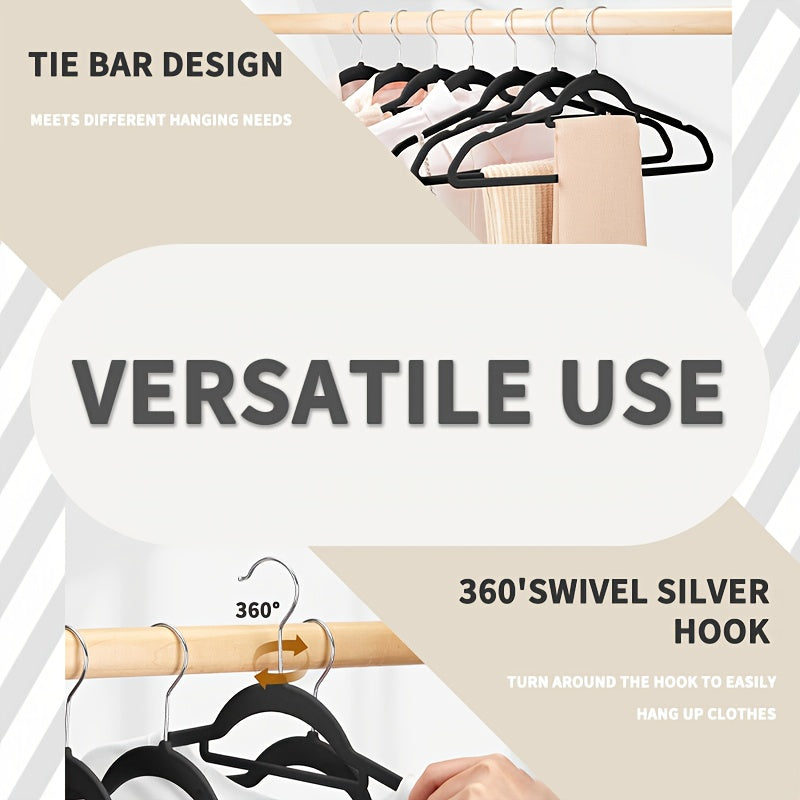 100pcs/50pcs/30pcs Premium Velvet Hangers | Sturdy and Durable, Space-saving, Suitable for Coats, Pants, and Suits, Notched Design Non-slip Surface, Perfect for Storage in Closets or Dorms, Standard Hangers, Coat Hangers, Organization and Storage
