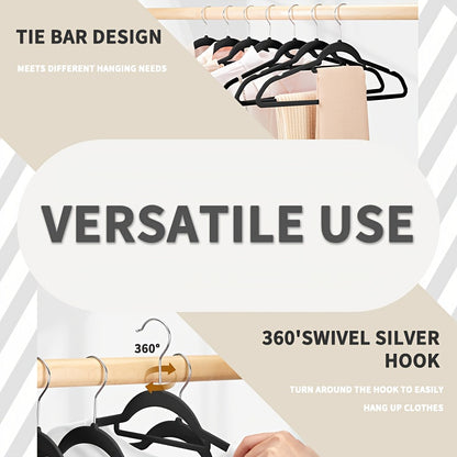 Premium Velvet Hangers Non-Slip Notched Design – Space-Saving Sturdy Coat Hangers for Closet Organization, Suits, Pants & Coats, 30 / 50 / 100 Pack, Black or Grey