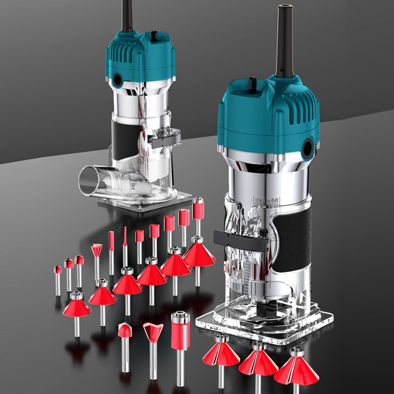 Woodworking Edge Trimming Machine Kit - Compact 800W Wood Carving Machine - 35, 000 RPM with Edge Guide And Roller Guide for Precision Trimming And Carving