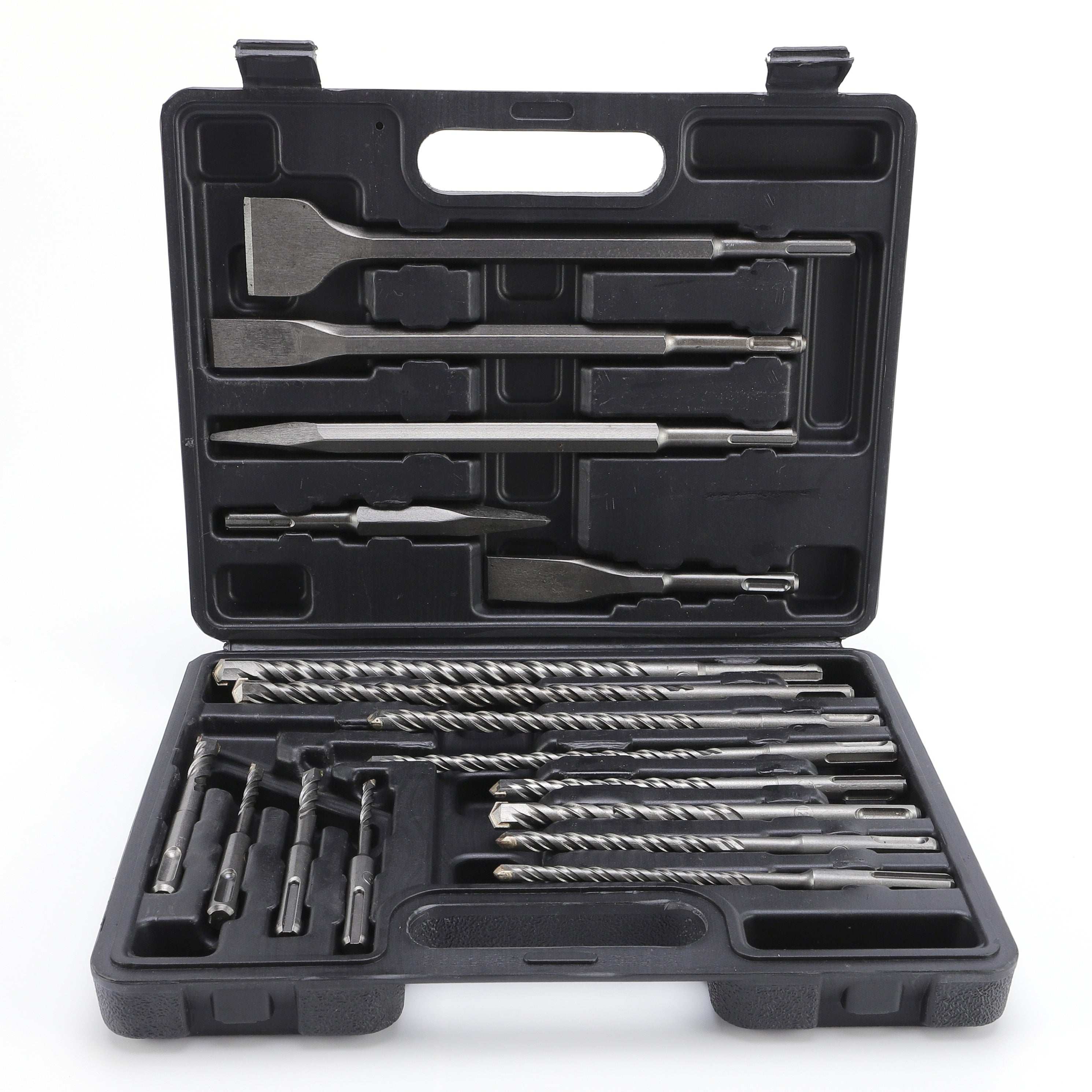 17pcs SDS PULS Hammer Drill Bits and Chisel Set, SDS Plus Concrete Masonry Hole Tool Drill Bits and Chisels Set for Concrete, Stone, Brick, with Portable Storage Case