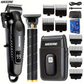 WEEME 1pc/3pcs Men's Grooming Kit, Golden Balck Hair Clippers with LCD Display, USB Rechargeable, 8 Guide Combs, Trimmer And Shaver, with Cleaning Brushes And Comb, Perfect Valentine'sGift for Men.