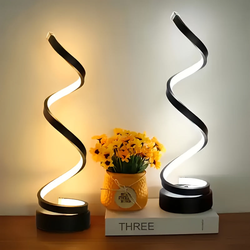 2pcs Spiral LED Table Lamp, Dimmable Push Button Control Desk Light, Metal Power Supply, Button Switch, Indoor Use for Bedroom, Living Room, Office, Coffe Shop Decor, Perfect for Birthdays, Christmas, Valentine'S, Halloween Gift, Available in 1pc