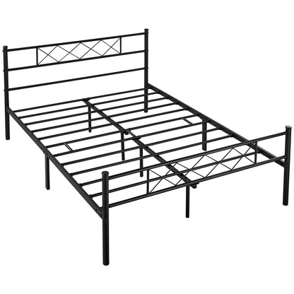 Metal Platform Bed Frame with Cross Design Headboard and Footboard - Industrial Style, 12 Metal Slats, Under-Bed Storage, Twin Full Queen, Black or White, for Bedroom Dorm Apartment Canada