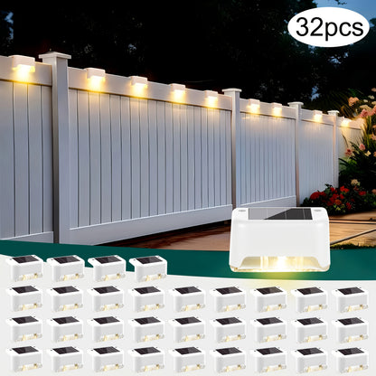 Solar Step Lights Outdoor – IP44 Waterproof LED Deck & Stair Lights, 8/16/32-Pack Warm White Solar Fence Lights for Yard, Patio & Pathway | Garden Decor for Halloween & Christmas