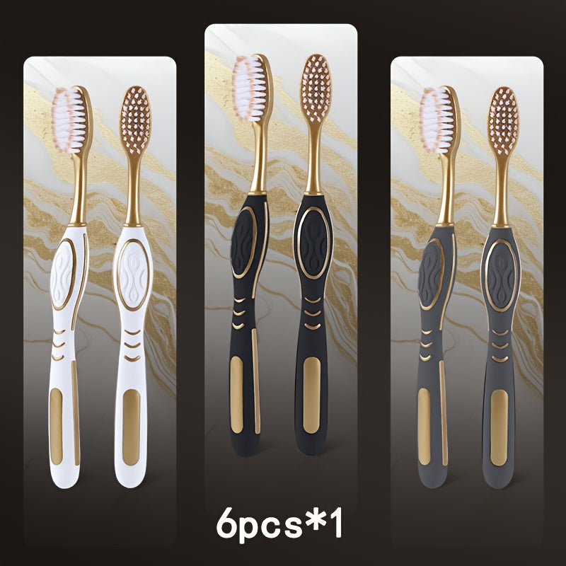 Soft Bristle Travel Toothbrush Set 6-Pack - Anti-Slip Olive-Shaped Handle, White Platinum Series for Adults & Couples - Portable Household Toothbrush Kit, Travel Essentials Bathroom Accessory