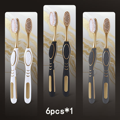Soft Bristle Travel Toothbrush Set 6-Pack - Anti-Slip Olive-Shaped Handle, White Platinum Series for Adults & Couples - Portable Household Toothbrush Kit, Travel Essentials Bathroom Accessory