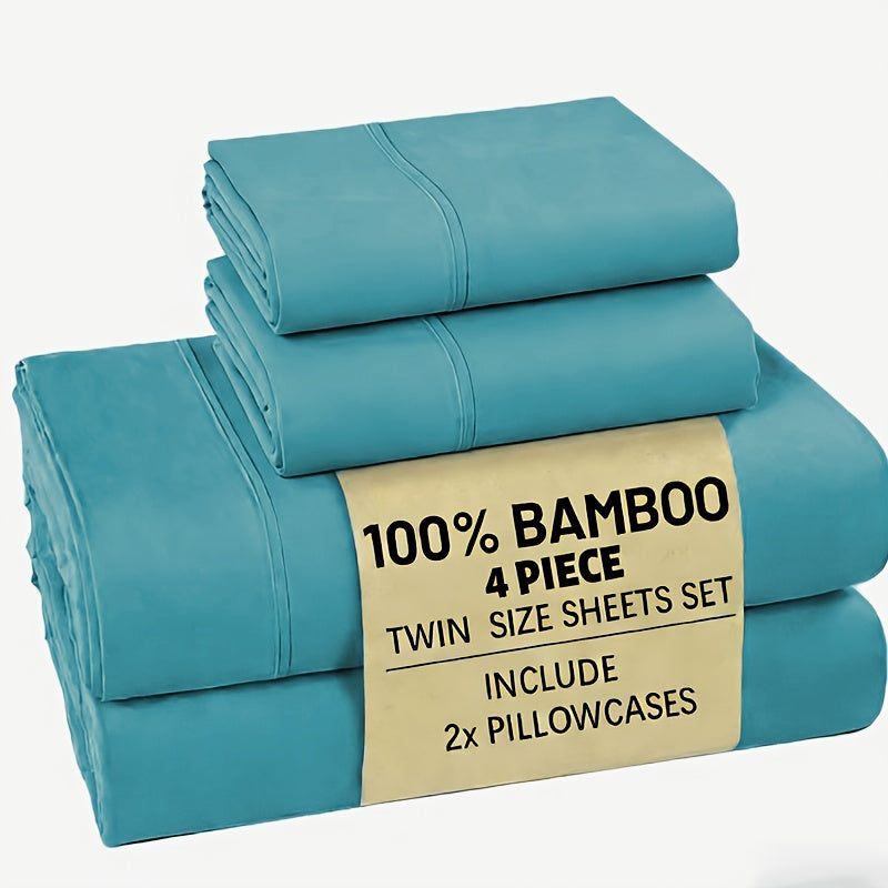 Luxury Bamboo Bed Sheet Set 4/6pcs – 5-Star Hotel Cooling Sheets for Hot Sleepers, Deep Pocket Up to 16", Breathable Viscose Bedding with Fitted Sheet & Pillowcases, Twin Full Queen King, 7 Colours