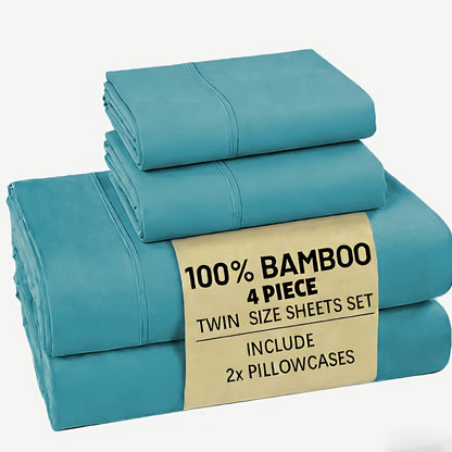 Luxury Bamboo Bed Sheet Set 4/6pcs – 5-Star Hotel Cooling Sheets for Hot Sleepers, Deep Pocket Up to 16", Breathable Viscose Bedding with Fitted Sheet & Pillowcases, Twin Full Queen King, 7 Colours