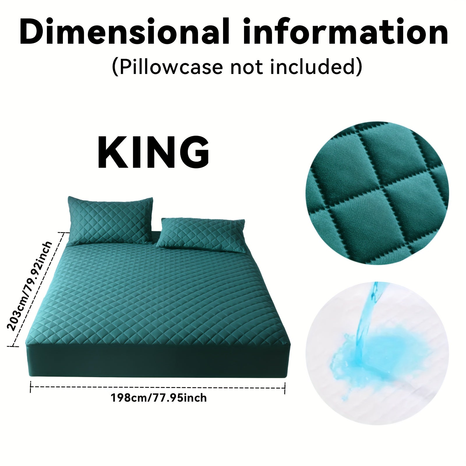 Thickened Waterproof Mattress Protector Soft Comfortable Fitted Bed Cover, Layered Insert Mattress Pad for Bedroom Guest Room Hotel, Twin Full Queen King Size, Blue Green Grey Black