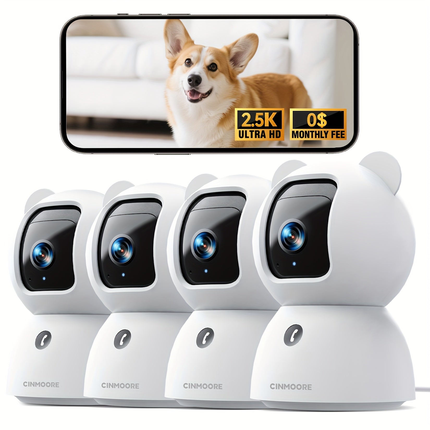 2.5K Indoor Security Camera WiFi Pan Tilt, AI Person Pet Baby Cry Detection, No Subscription, Color Night Vision, 2-Way Audio, SD & Cloud Storage – Home Security Camera