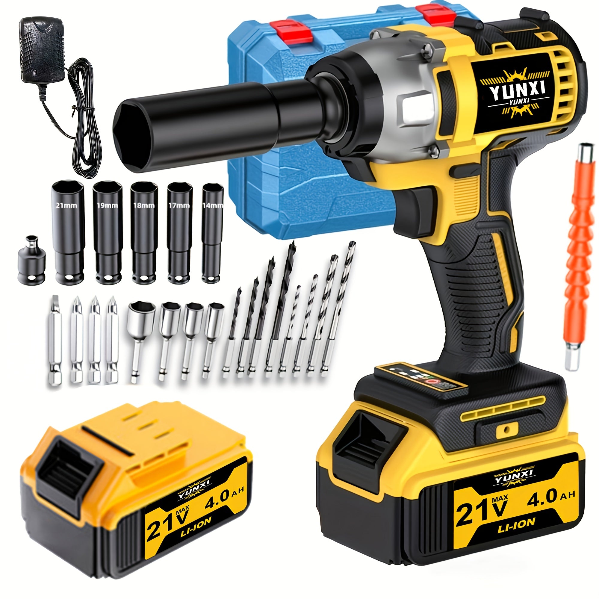 21V Cordless Impact Wrench with Battery & Fast Charger – Portable Lithium-Ion Power Tool for Home, Auto & Workshop Use, Multiple Bundle Options | Canada