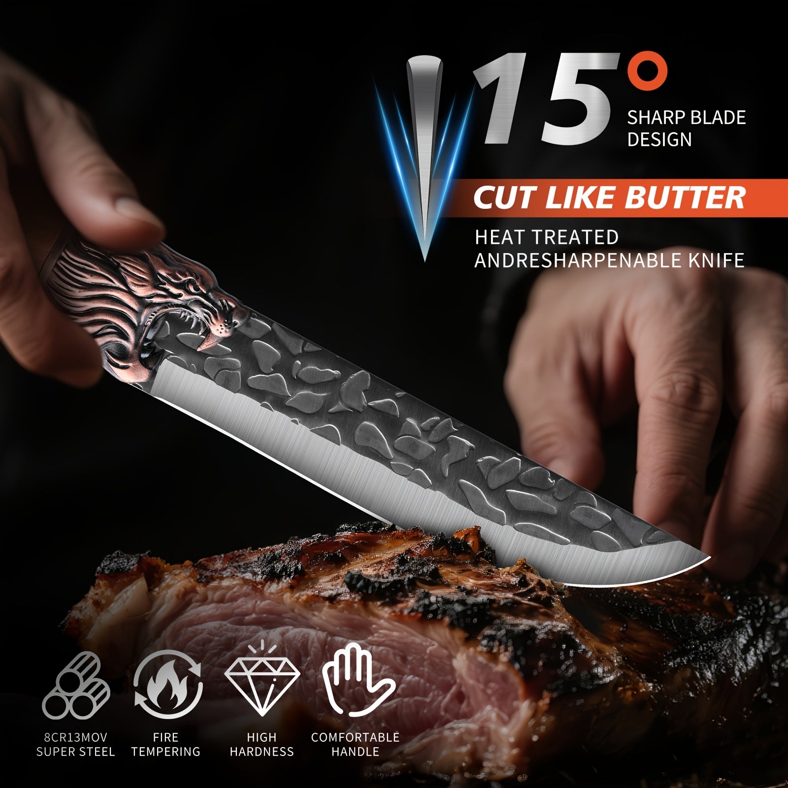 Professional Kitchen Chef Knife Set, Including Sharp Kitchen Knives, Chef Knives, Forged Knives, Bone Knives, Fish Knives, Butcher Knives, Kitchen Scissors, Ultra Sharp Bone Scissors, Kitchen Scissors for Cooking Restaurants