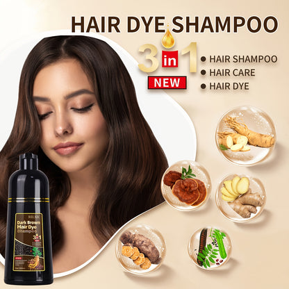 Hair Dye Shampoo for Grey Hair 3-Pack - Herbal Natural 3-in-1 Instant & Long-Lasting Gray Hair Coverage Shampoo for Men & Women, Plant Squalene Formula for All Hair Types