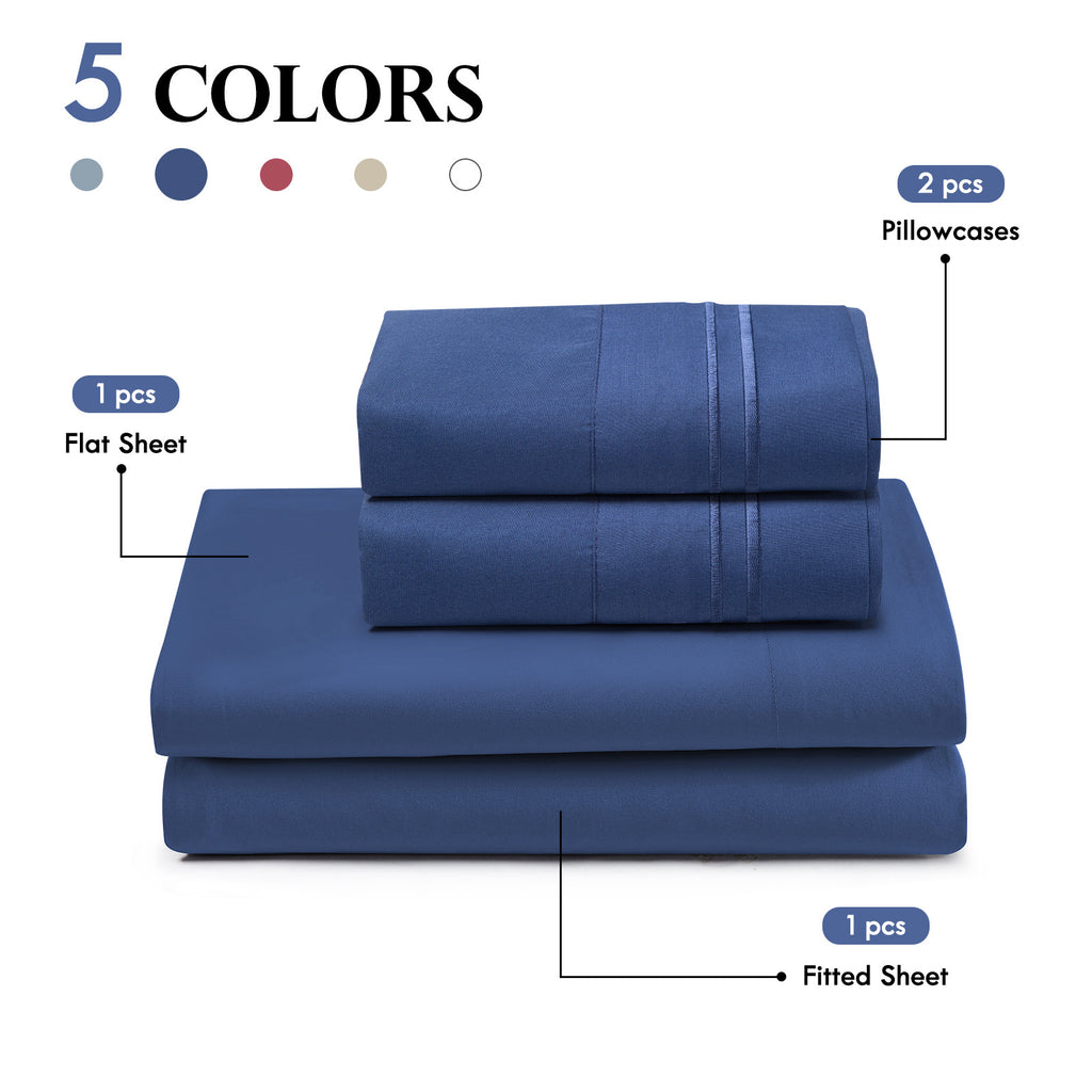 3/4pcs 14 Inch Deep Pocket Sheet Set – Lightweight, Breathable and Cooling – Wrinkle and Fade Resistant, Hotel Luxury–Ideal for Home, Dorms and Cool Summer Nights – Great Fall Winter Gift – Pillowcase, Flat Sheet, Fitted Sheet, Twin Full Queen King