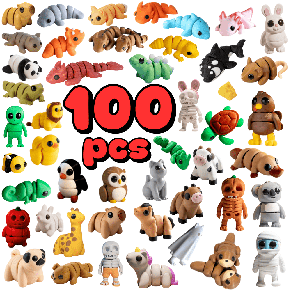 100 PCS Random Mini Fidget Toy Pack – Cute Mixed Animal & Creature Figures • 150+ Unique Models Available • New Styles Added Monthly • Fun for Kids & Adults • Party Favors, Classroom Rewards, Goodie Bags & Collecting