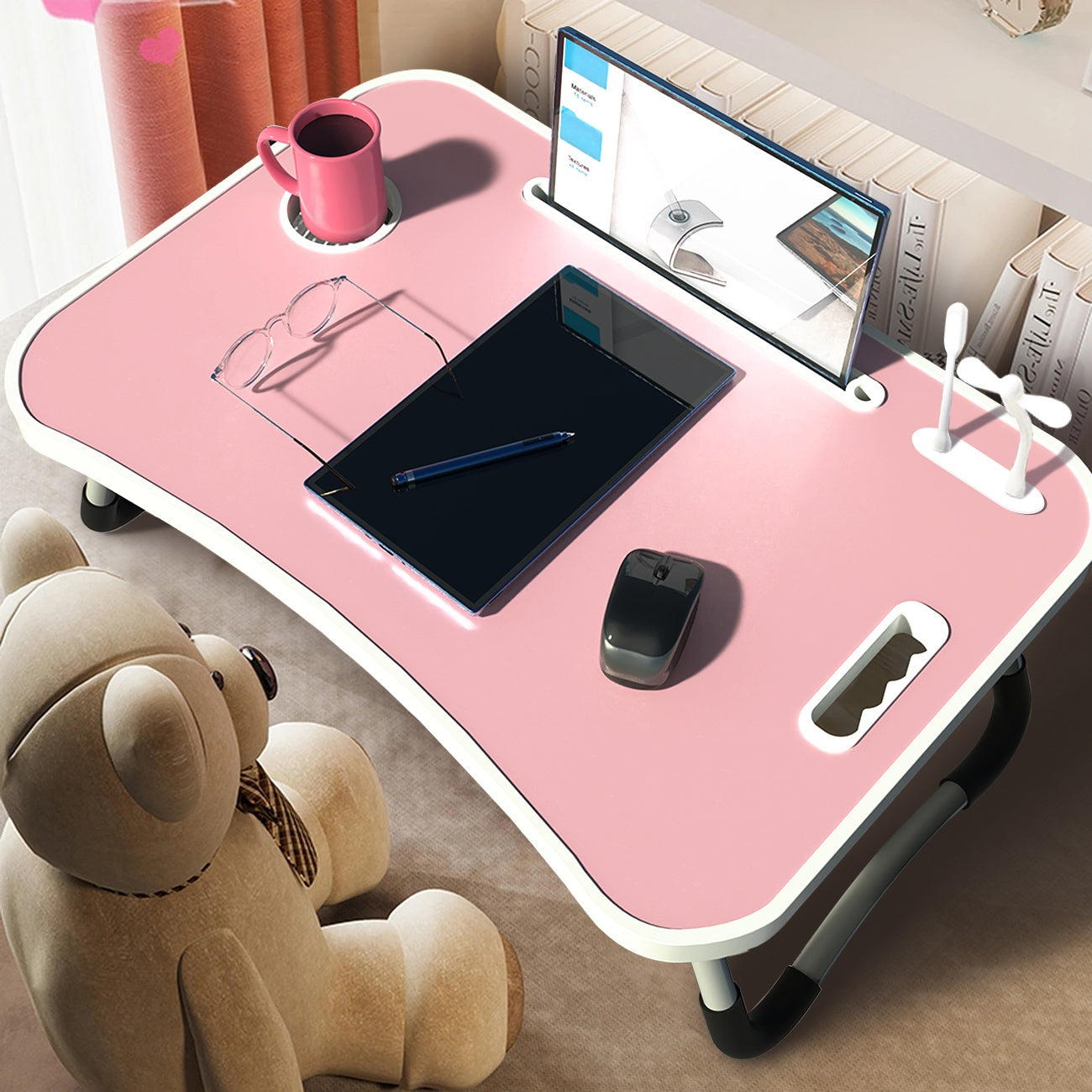 Extra Large Portable Laptop Folding Desk – Adjustable Bed Table Tray Stand for Reading, Writing & Eating on Bed, Sofa or Floor, Sturdy No-Assembly Study Table, Perfect Holiday Gift