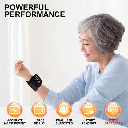 Wrist Blood Pressure Monitor with Voice Broadcast – LCD Display, Irregular Heartbeat Alarm, 2-User 198 Memory, USB Rechargeable, Home BP Monitor Gift Canada