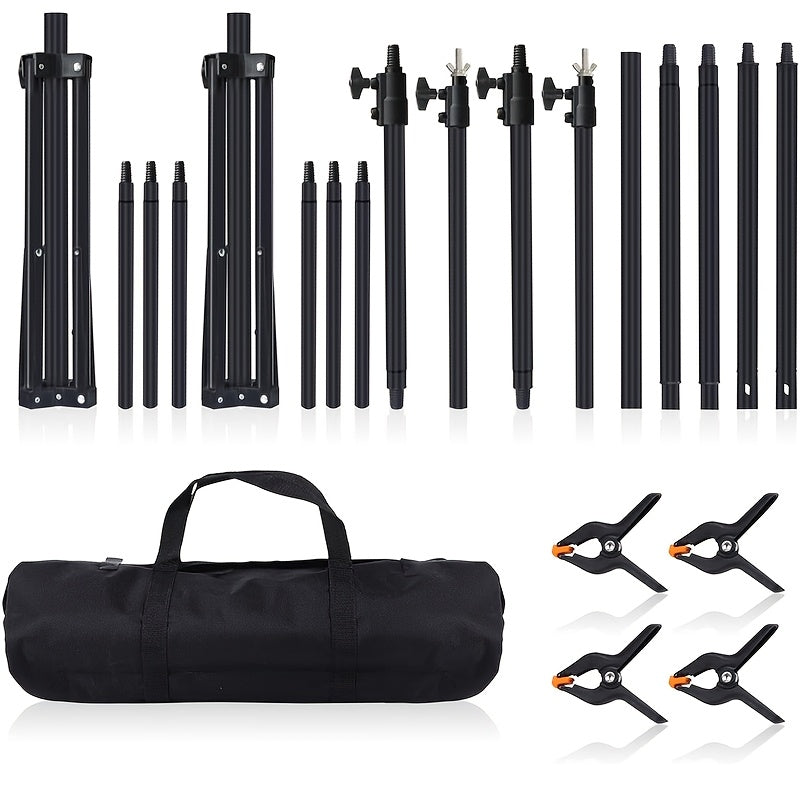 Backdrop Stand, 6.5 X 10ft Adjustable Photography Background Support System Kit, Background Stand With 4 Spring Clamps And Sand Bag, Carry Bag For Photo Video