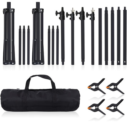 Photography Backdrop Stand 6.5x10ft Adjustable Background Support System with 4 Spring Clamps Sandbag and Carry Bag for Photo Video Studio